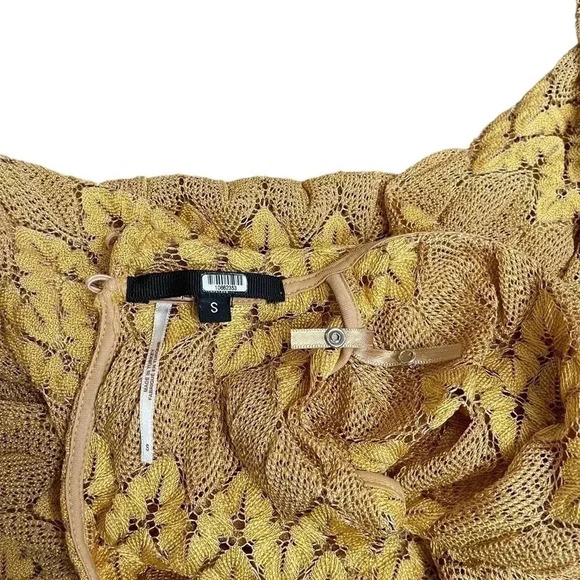 Free People Simone Mock Neck Lace Flared Long Sleeves Mini Dress Yellow Size S - Picture 8 of 13